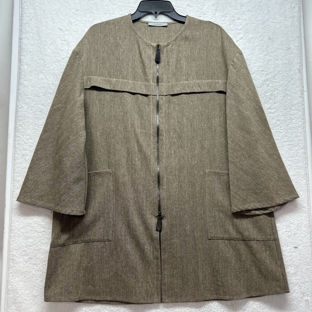 Dusan Womens Size XS Brown Long Sleeve Linen Wool Full Zip Jacket (K1)